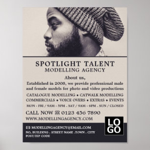 Poster Homme en Casquette, Agence de modélisation, Agent 