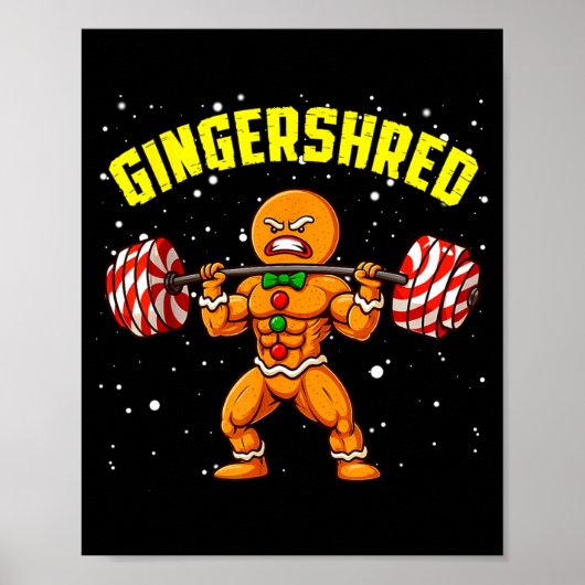 Poster Homme en pain d'épices drôle Gingershred Gym muscu (Devant)