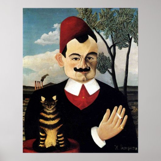 Poster Homme et chat, Henri Rousseau (Devant)