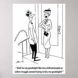 Poster Homme et femme en rendez-vous, humour, vintage