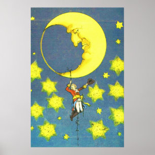 Poster Homme et la lune