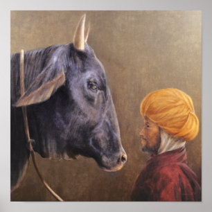 Poster Homme et Taureau