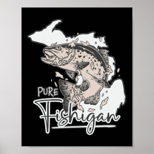 Poster Homme Femme Pure Fishigan Pêcheur État Du Michiga