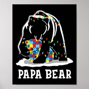 Poster Homme Fun Papa ours Sensibilisation sur l'autisme