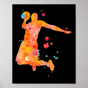 Poster Homme Joueur de basket-ball aquarelle peinture