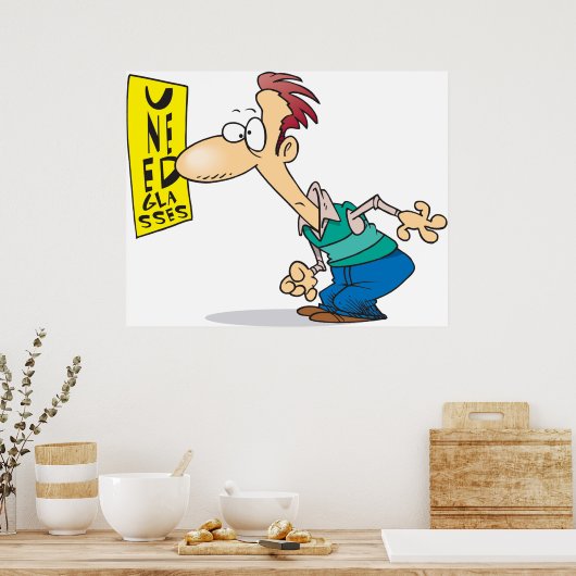 Poster Homme Lecture D'Un Oeil (Cuisine)