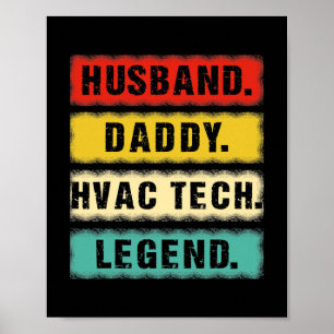 Poster Homme mari papa HVAC Tech Legend Technicien HVAC