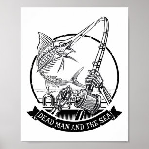 Poster Homme Mort Et La Mer Poisson Mort Squelette Pêche