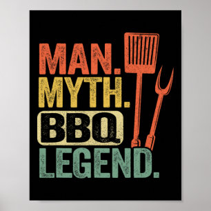 Poster Homme Mythe Bbq Légende Barbecue Grill Papa Grillf