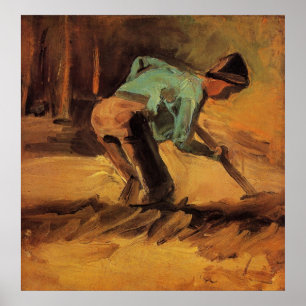 Poster Homme penché avec bâton, bêche de Vincent van Gogh