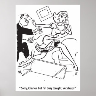 Poster Homme pourchassant une femme, drôle Vintage