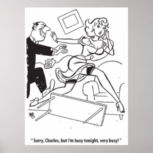 Poster Homme poursuivant une femme, drôle vintage