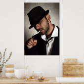 Poster Homme rétro fumeur (Cuisine)