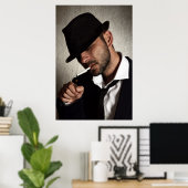 Poster Homme rétro fumeur (Bureau à domicile)