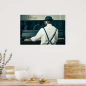 Poster Homme rétro jouant du piano et fumant (Cuisine)