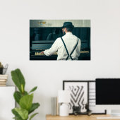 Poster Homme rétro jouant du piano et fumant (Bureau à domicile)