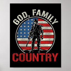 Poster Homme Soldat Patriotique Drapeau États-Unis Armée 