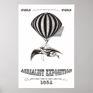 Poster Homme Steampunk avec ailes et ballon chaud