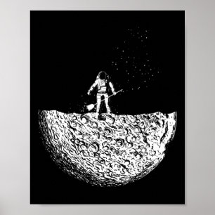 Poster Homme Sur La Lune Dans Un Espace Homme Conforme Da