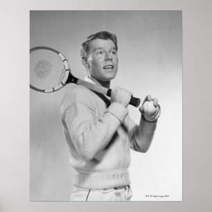 Poster Homme tenant la raquette de tennis