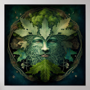 Poster Homme vert Mandala Imaginaire Art