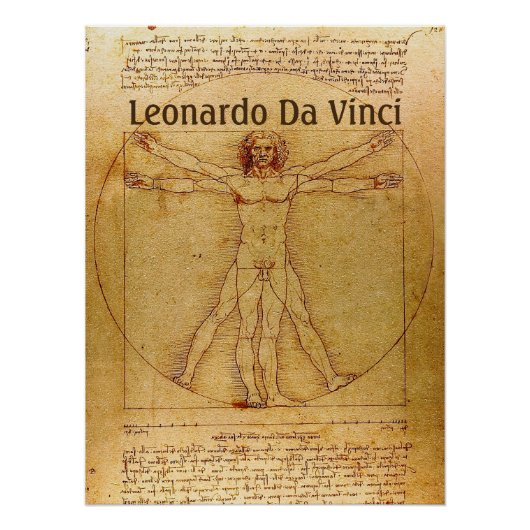 Poster Homme Vitruvien Par Leonardo Da Vinci (Devant)