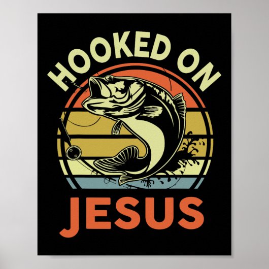 Poster Hommes Accrochés Sur Jésus Chrétien T-shirt de pêc (Devant)