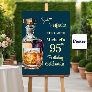 Poster Hommes âgés à la perfection 95 ans Whiskey Anniver