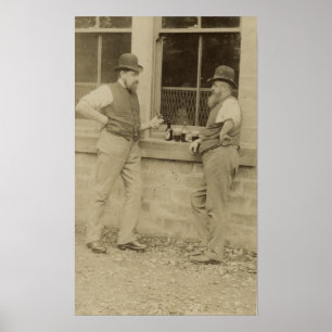 Poster Hommes antiques de la photographie deux buvant de