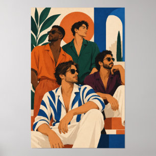 Poster Hommes élégants dans l'art mural de mode moderne c