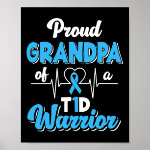 Poster Hommes Fier Grand-Père D'Un T1D Guerrier Diabétiqu