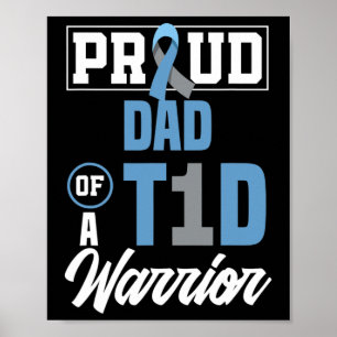 Poster Hommes Fier Papa D'Un Guerrier T1D Sensibilisation