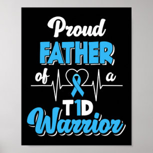 Poster Hommes Fier Père D'Un Guerrier T1D Diabète Diabéti