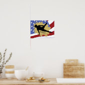 Poster Hommes Gymnaste Silhouette Art - Drapeau américain (Cuisine)