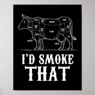 Poster Hommes Je fumerais Que Vache Bbq Grillmasters Père