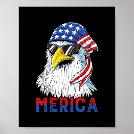 Poster Hommes Merica Eagle Mullet Drapeau américain États (Devant)