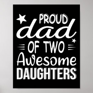Poster Hommes Papa De 2 Filles Deux Filles Père &# s Jou