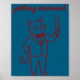 Poster Hommes qui miaulent mariage de chat drôle mariée m