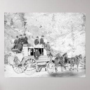 Poster Hommes s'asseyant sur une photographie "de car de
