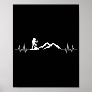 Poster Hommes ski battement de coeur skidiving montagne c