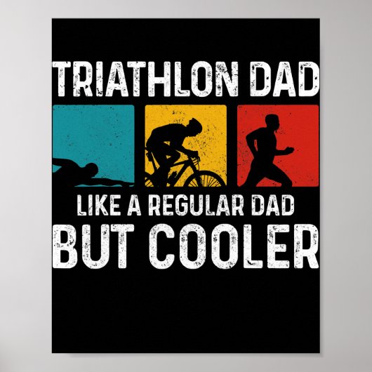 Poster Hommes Triathlon Papa Comme Un Père Régulier Mais (Devant)