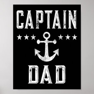 Poster Hommes Vintage Capitaine Papa Lake Fête des pères 