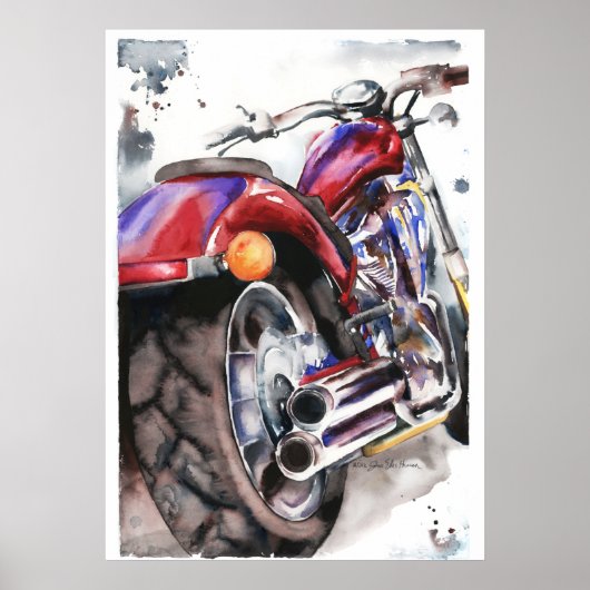 Poster Honda Fury Motorcycle aquarelle par Jamie Hansen (Devant)
