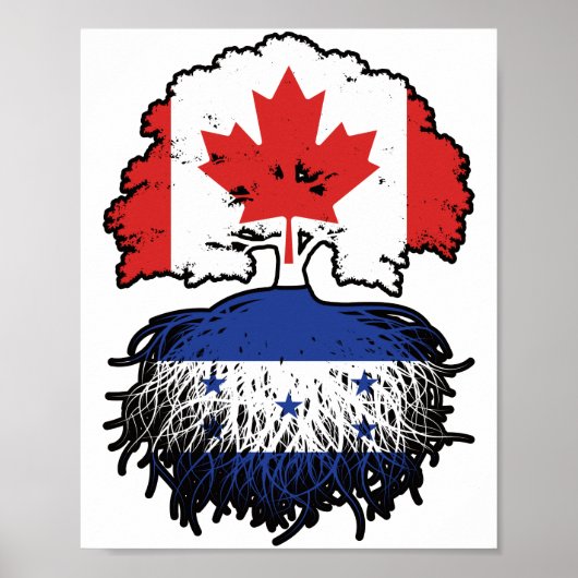 Poster Honduras Le drapeau hondurien canadien des racines (Devant)