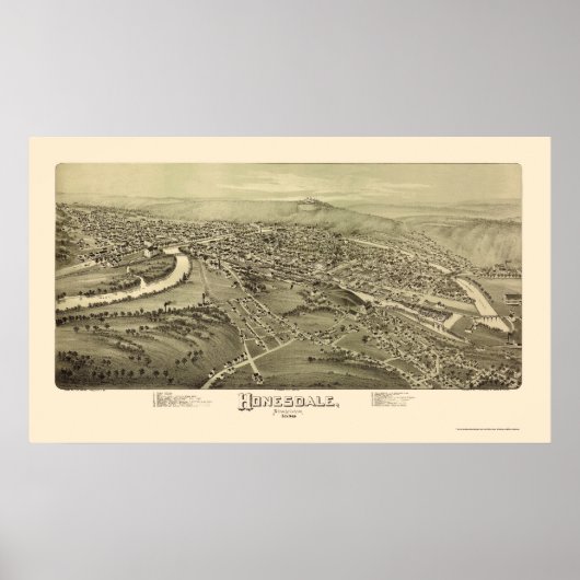 Poster Honesdale, PA Carte panoramique - 1890 (Devant)