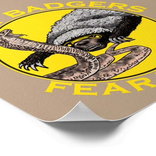 Poster Honey Badgers ne crains pas mal Jaune effrayant An (Coin)