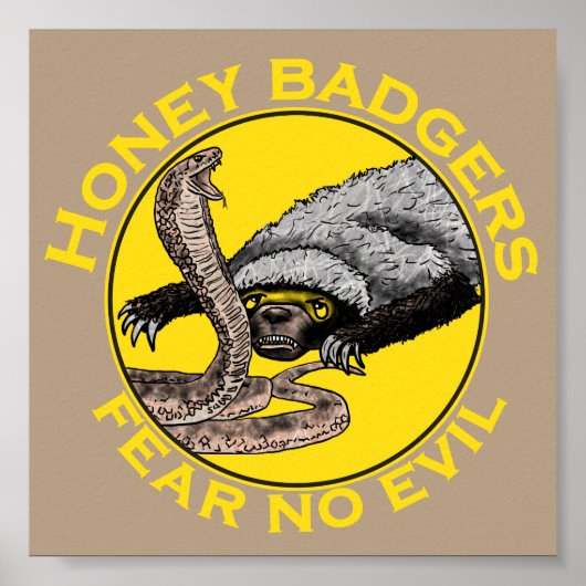 Poster Honey Badgers ne crains pas mal Jaune effrayant An (Devant)