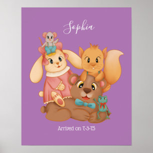 Poster Honey Bear & Friends, DIY Name White Script