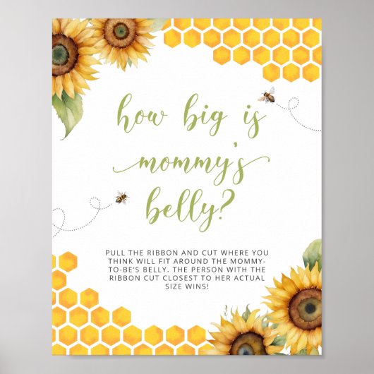 Poster Honey Bee Baby shower Quelle est la taille du vent (Devant)