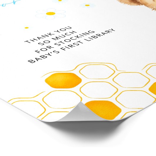 Poster Honey Bee Bear Baby showers Livres Pour Bébé (Coin)